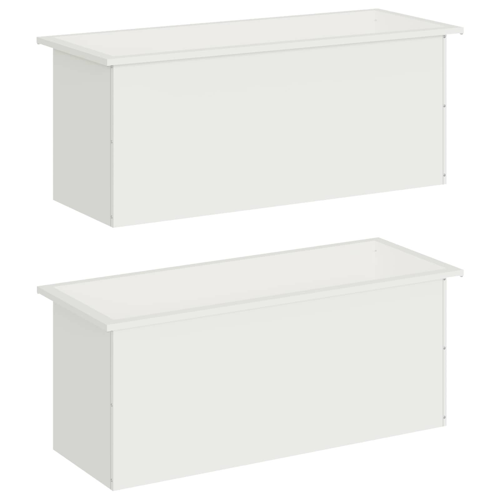 Plantenbak met led 2 st Wit 40 x 100 x 40 cm Staal image 4