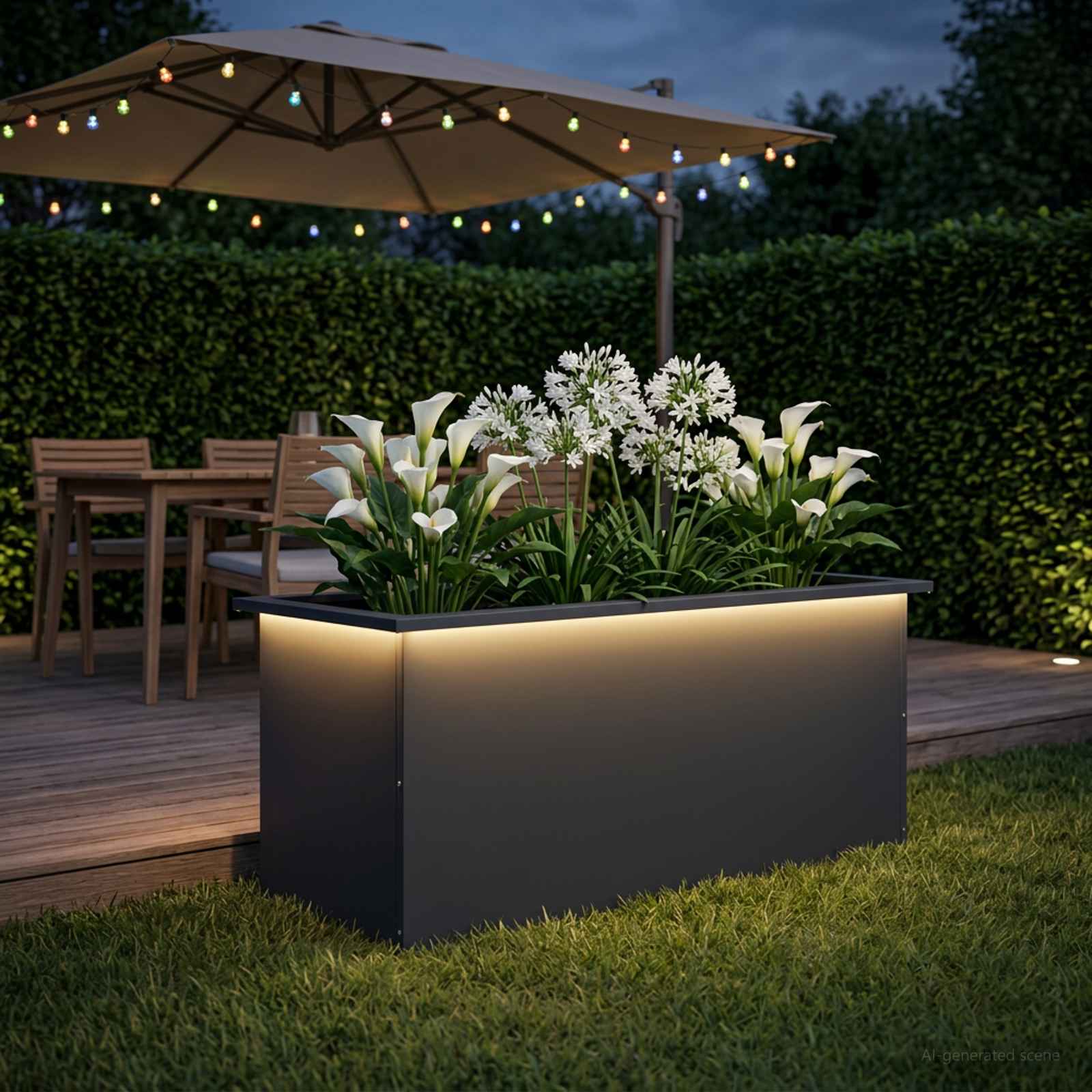 Plantenbak met led Antraciet 40 x 100 x 40 cm Staal image 3