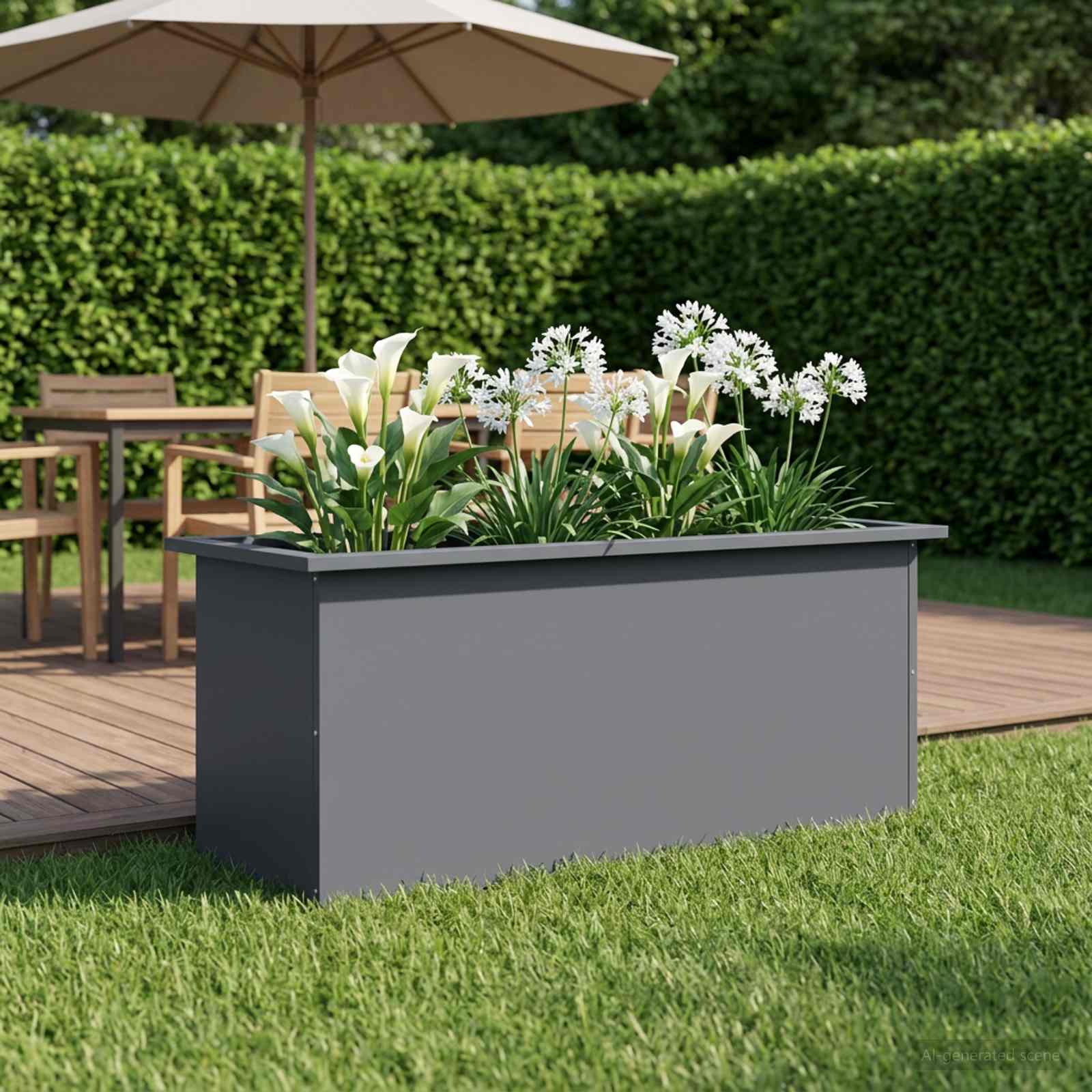 Plantenbak met led Antraciet 40 x 100 x 40 cm Staal image 1