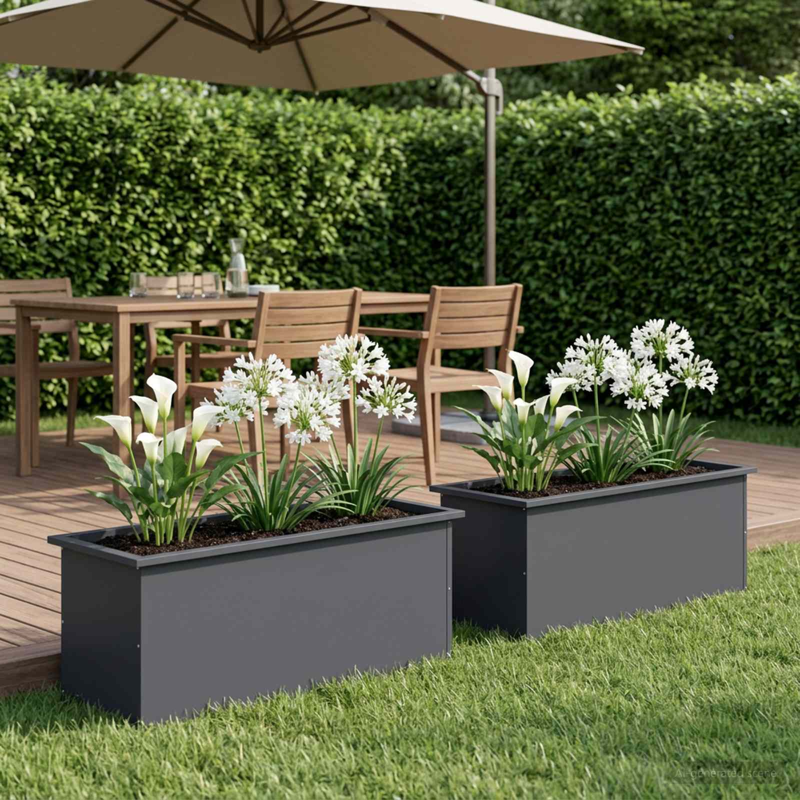 Plantenbak met led 2 st Antraciet 40 x 100 x 40 cm Staal image 1