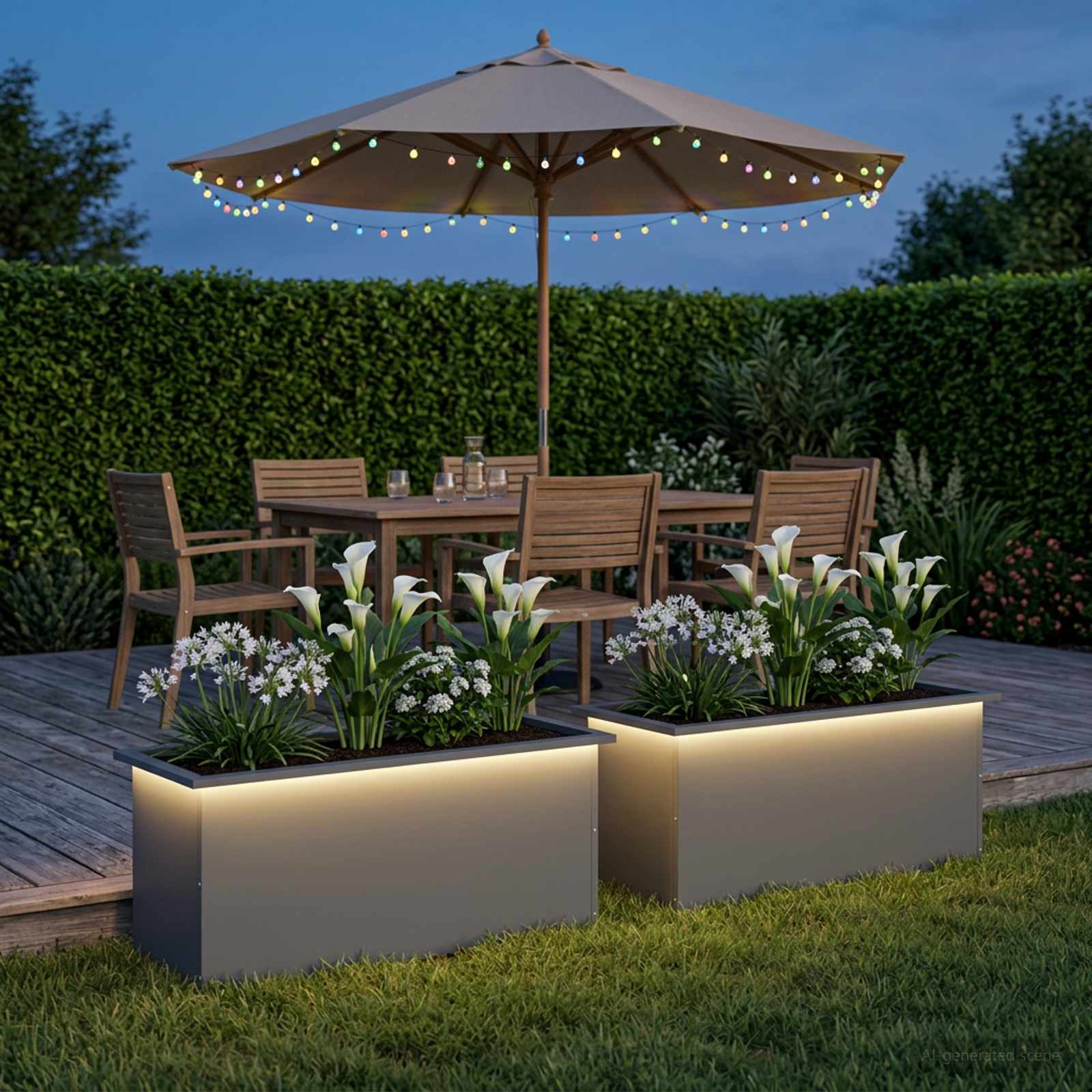 Plantenbak met led 2 st Antraciet 40 x 100 x 40 cm Staal image 3