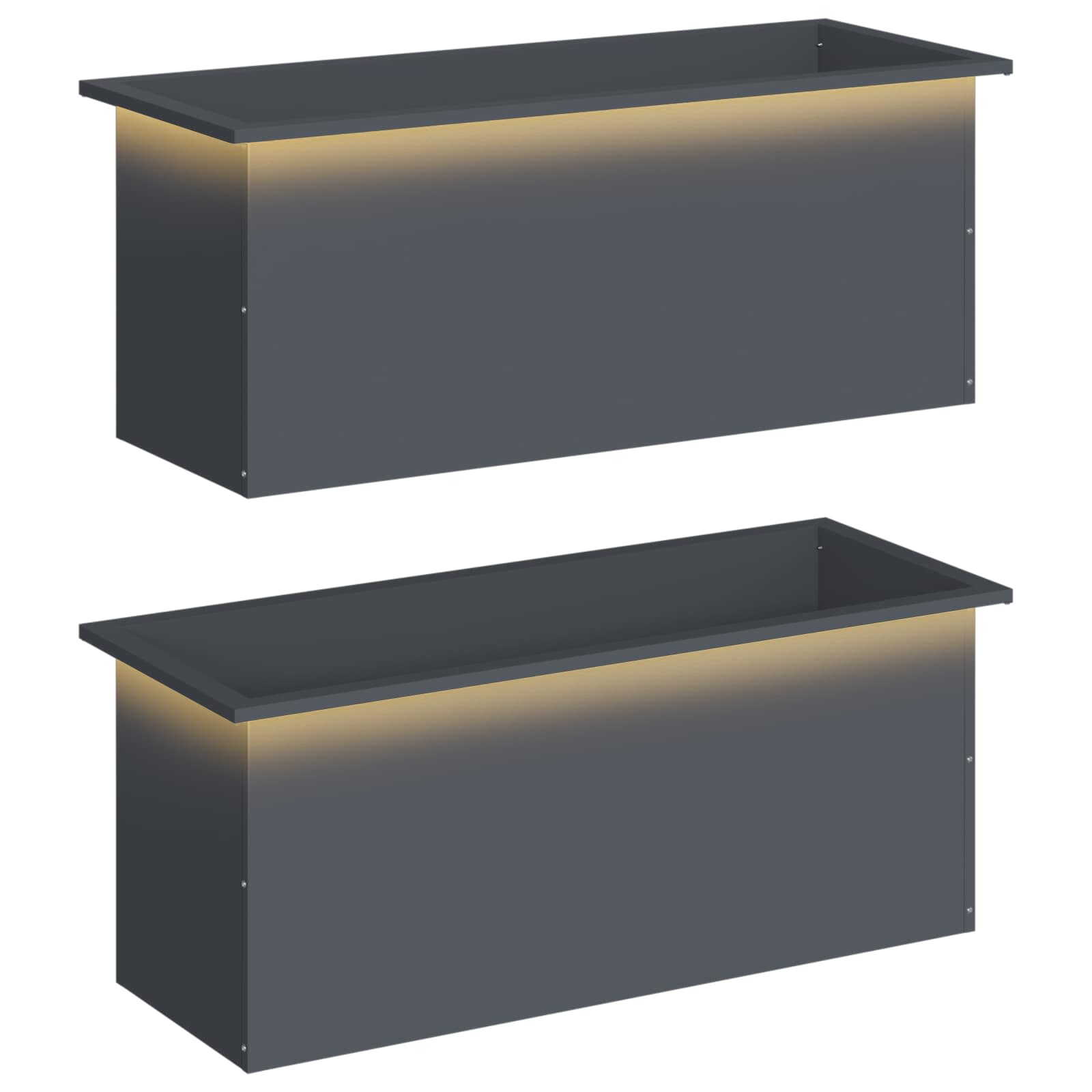 Plantenbak met led 2 st Antraciet 40 x 100 x 40 cm Staal image 2