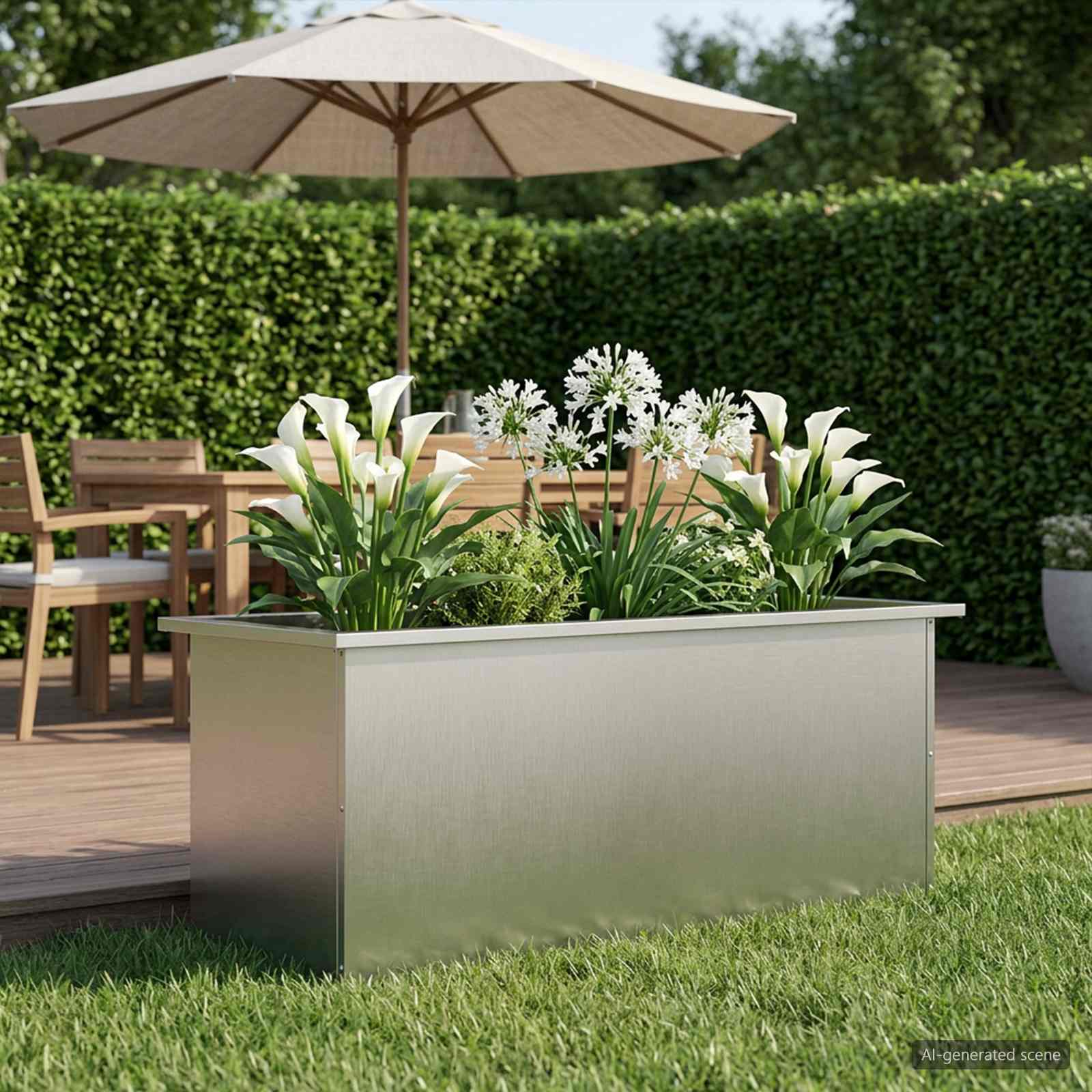 Plantenbak met led zilver 40 x 100 x 40 cm Roestvrij staal image 1