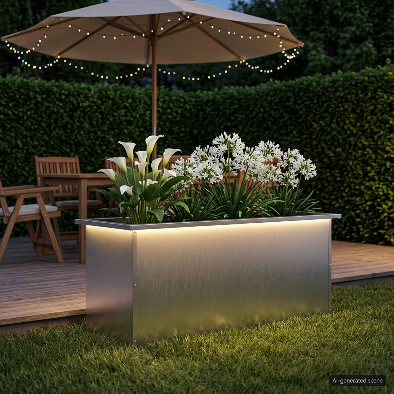 Plantenbak met led zilver 40 x 100 x 40 cm Roestvrij staal image 3