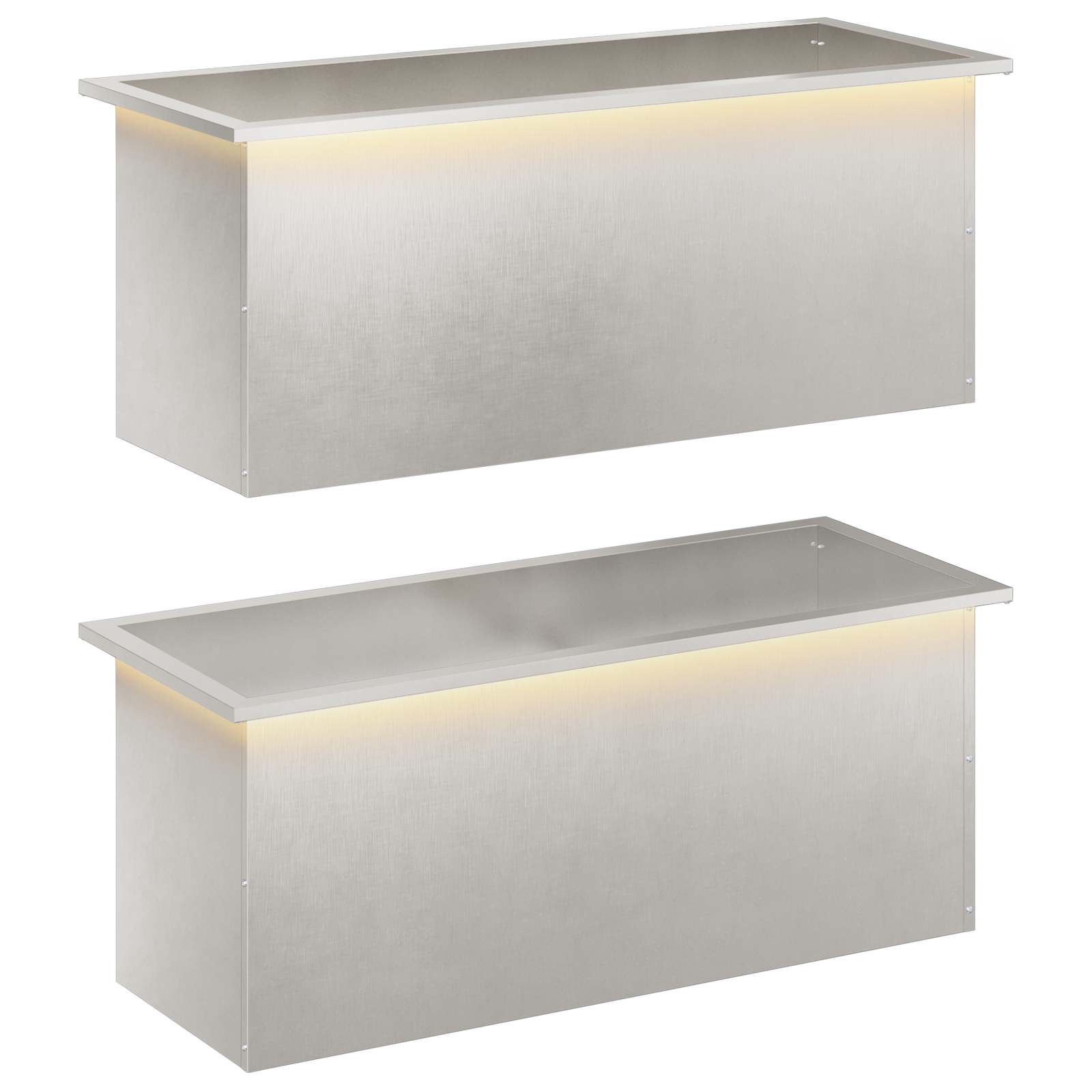 Plantenbak met led 2 st zilver 40 x 100 x 40 cm Roestvrij staal image 2