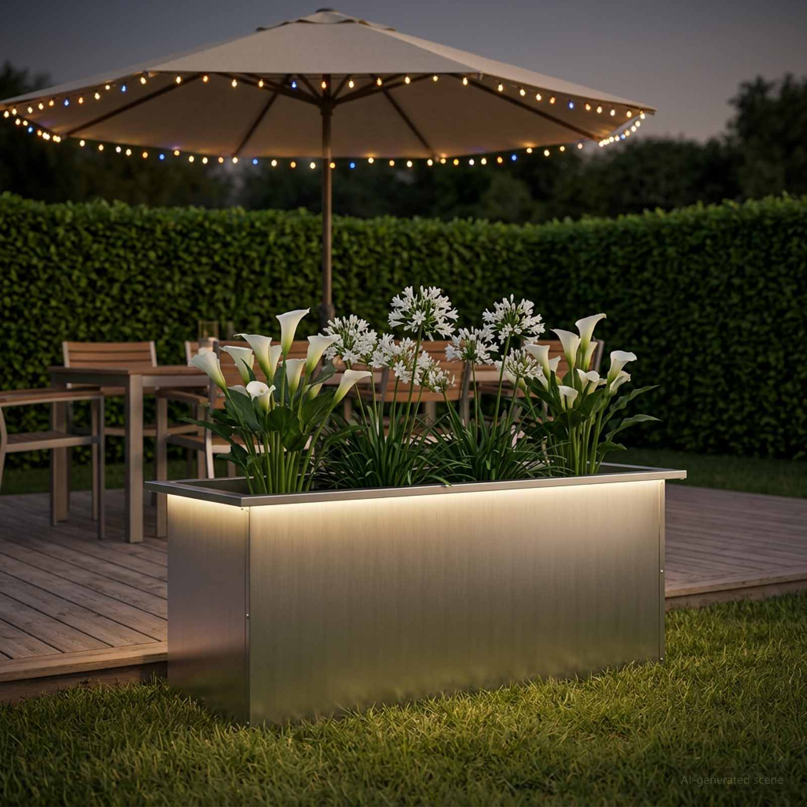 Plantenbak met led zilver 40 x 100 x 40 cm Gegalvaniseerd staal image 3