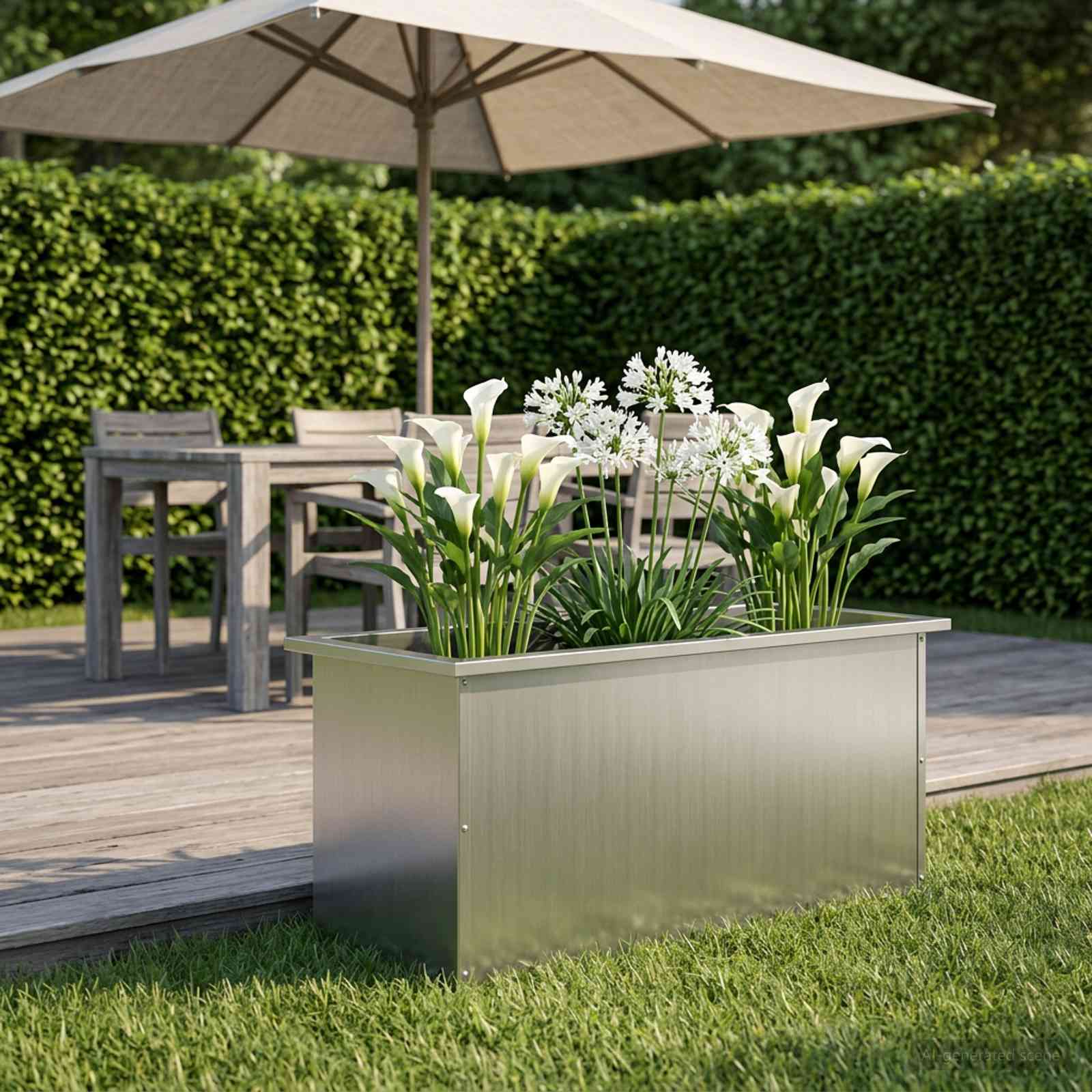 Plantenbak met led zilver 40 x 100 x 40 cm Gegalvaniseerd staal image 1
