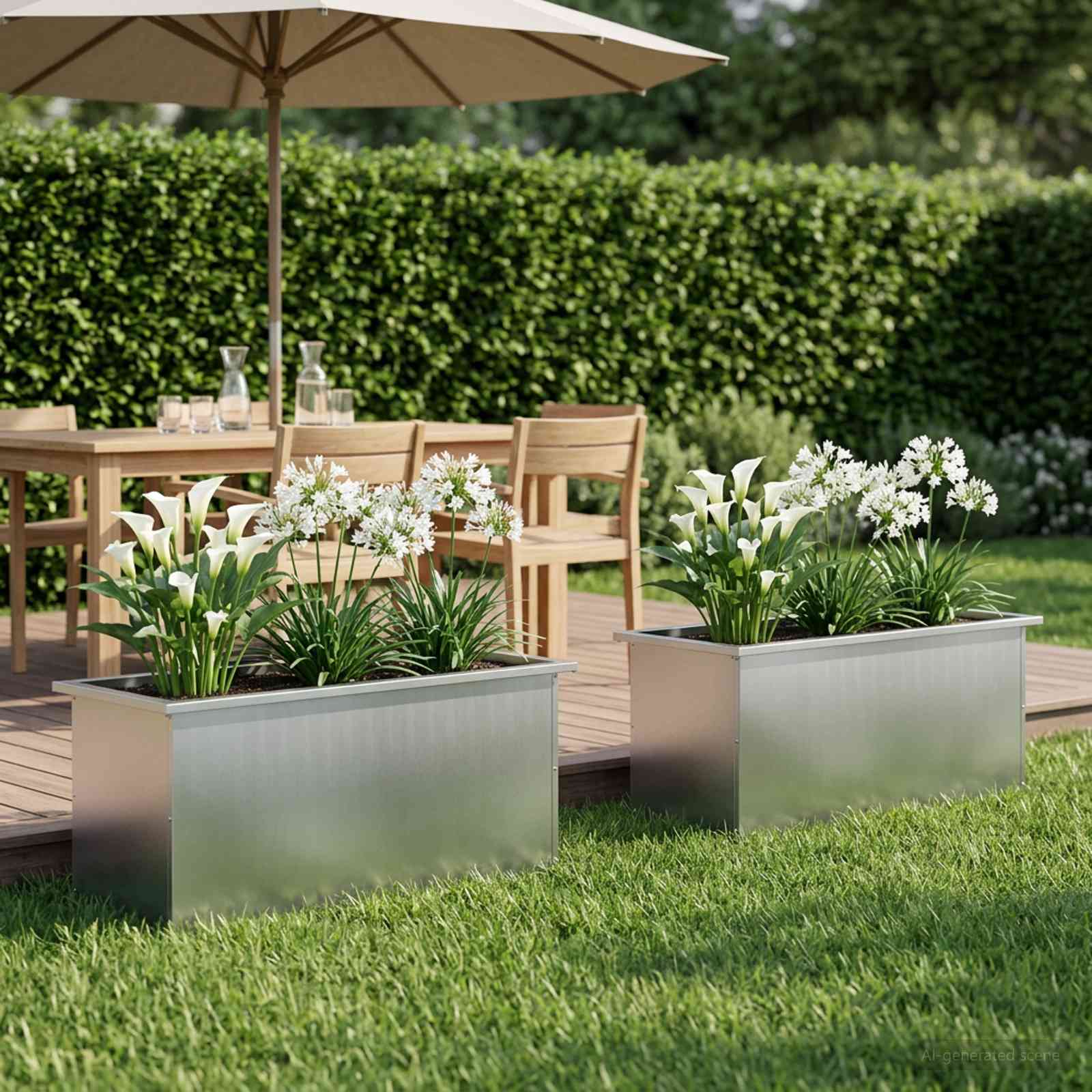 Plantenbak met led 2 st zilver 40 x 100 x 40 cm image 3