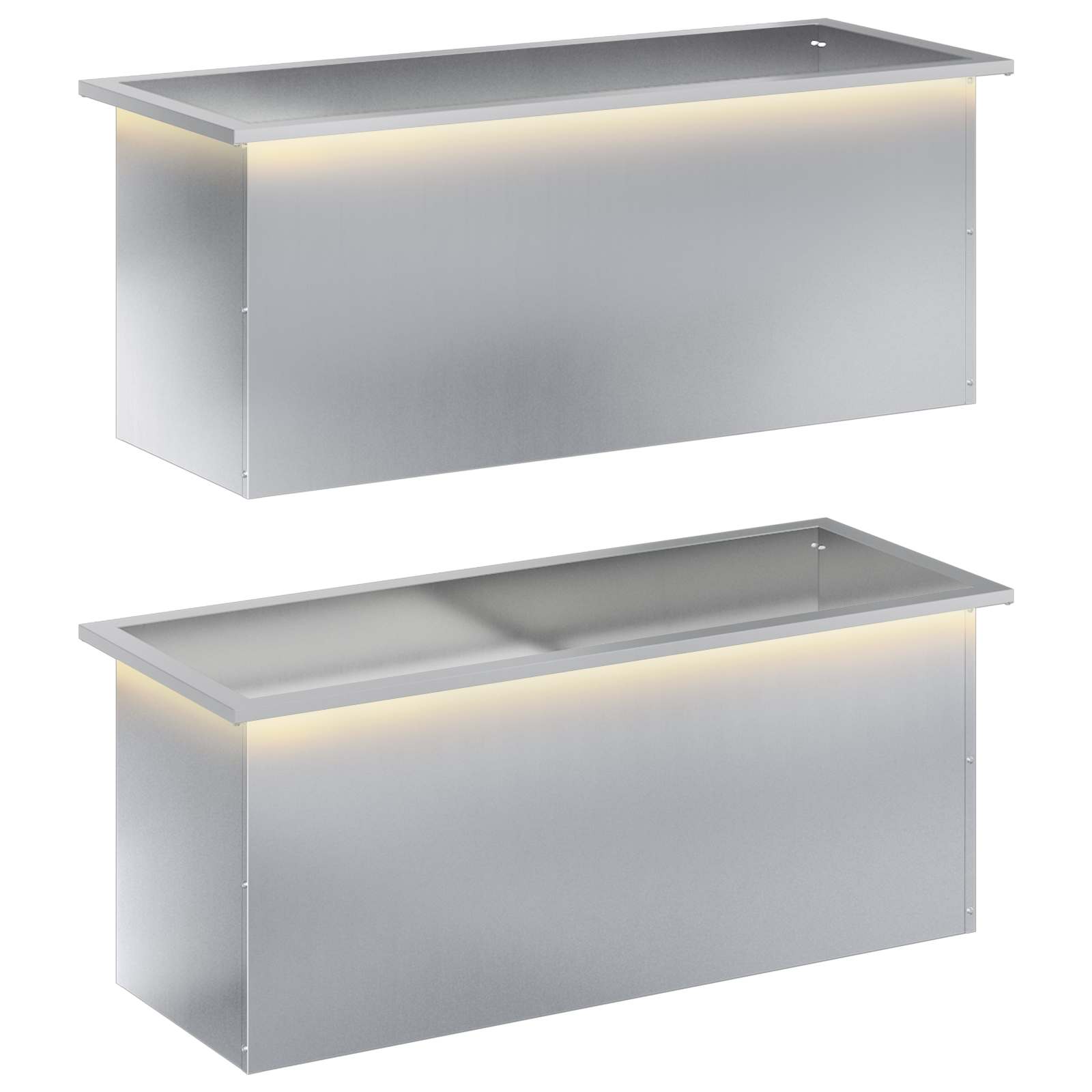 Plantenbak met led 2 st zilver 40 x 100 x 40 cm image 2
