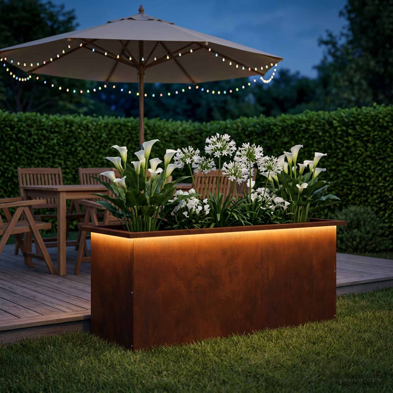 Plantenbak met led Roestkleurig 40 x 100 x 40 cm weervast staal image 3