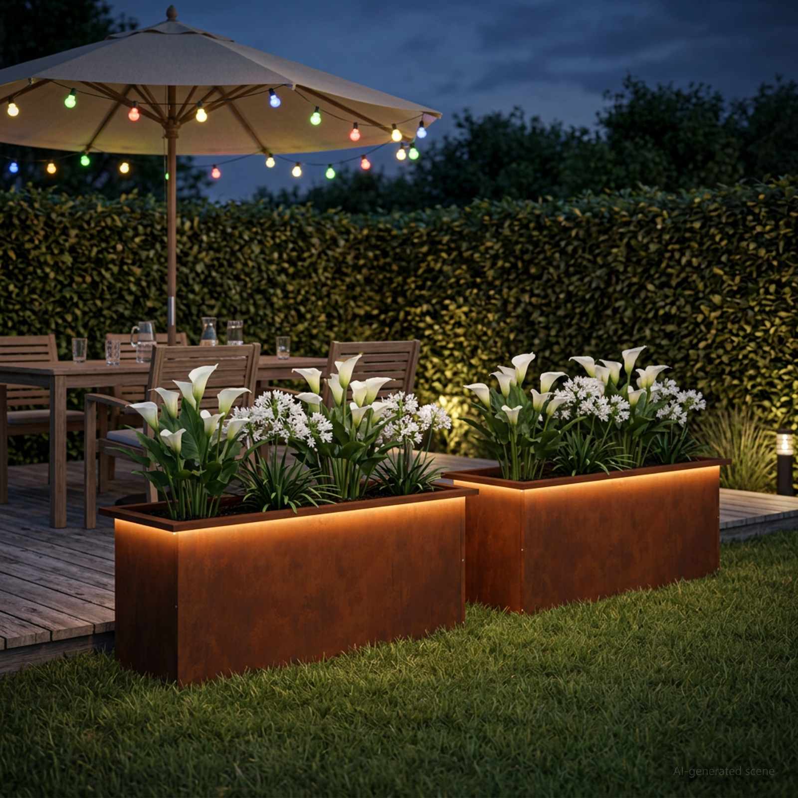 Plantenbak met led 2 st Roestkleurig 40 x 100 x 40 cm image 1