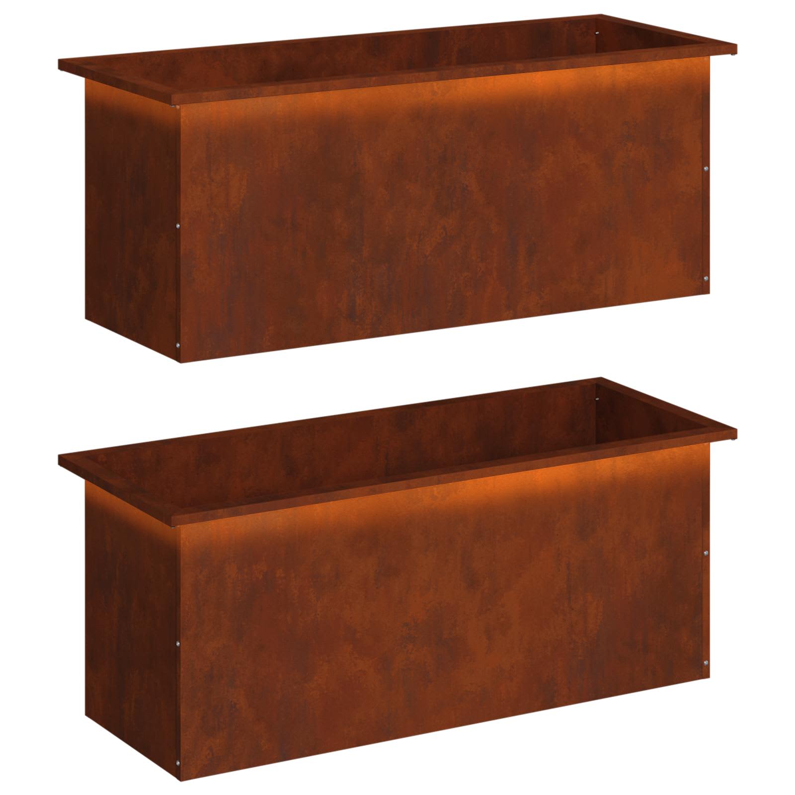 Plantenbak met led 2 st Roestkleurig 40 x 100 x 40 cm image 2