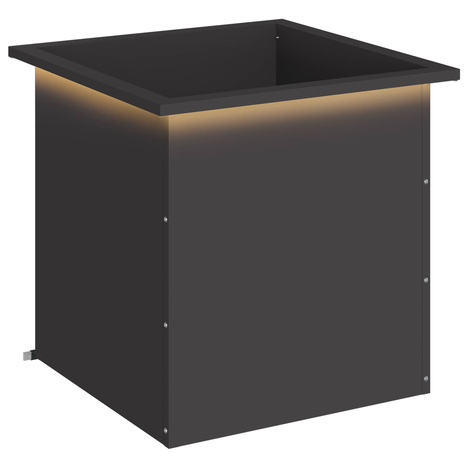 Vrtno korito za rože z LED osvetlitvijo Črna 50 x 50 x 48 cm