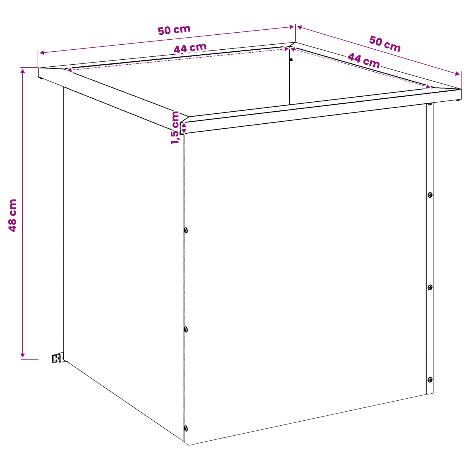 Vrtno korito za rože z LED osvetlitvijo Črna 50 x 50 x 48 cm