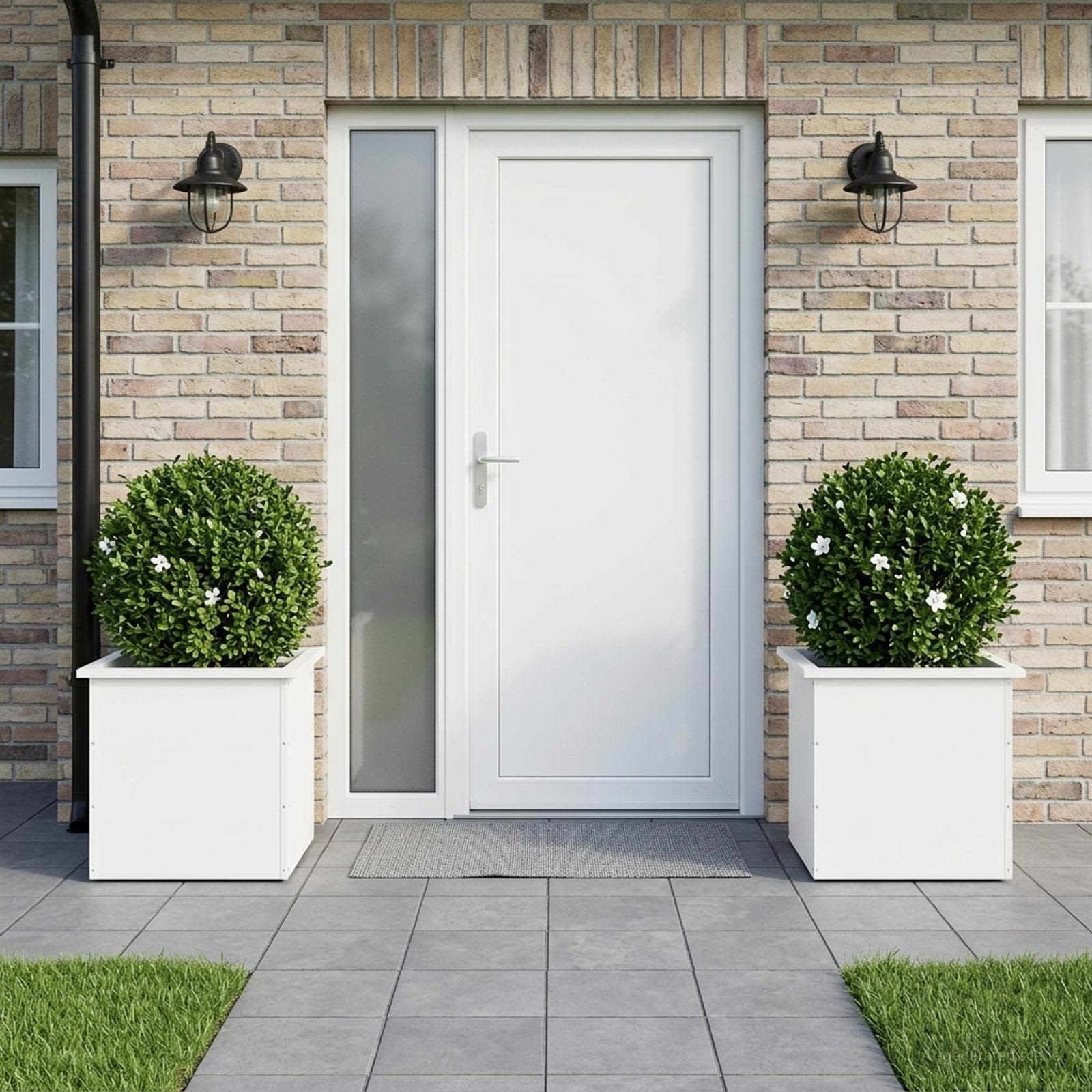 vidaXL Plantekasse med LED 2 stk. Hvid 50 × 50 × 48 cm Stål