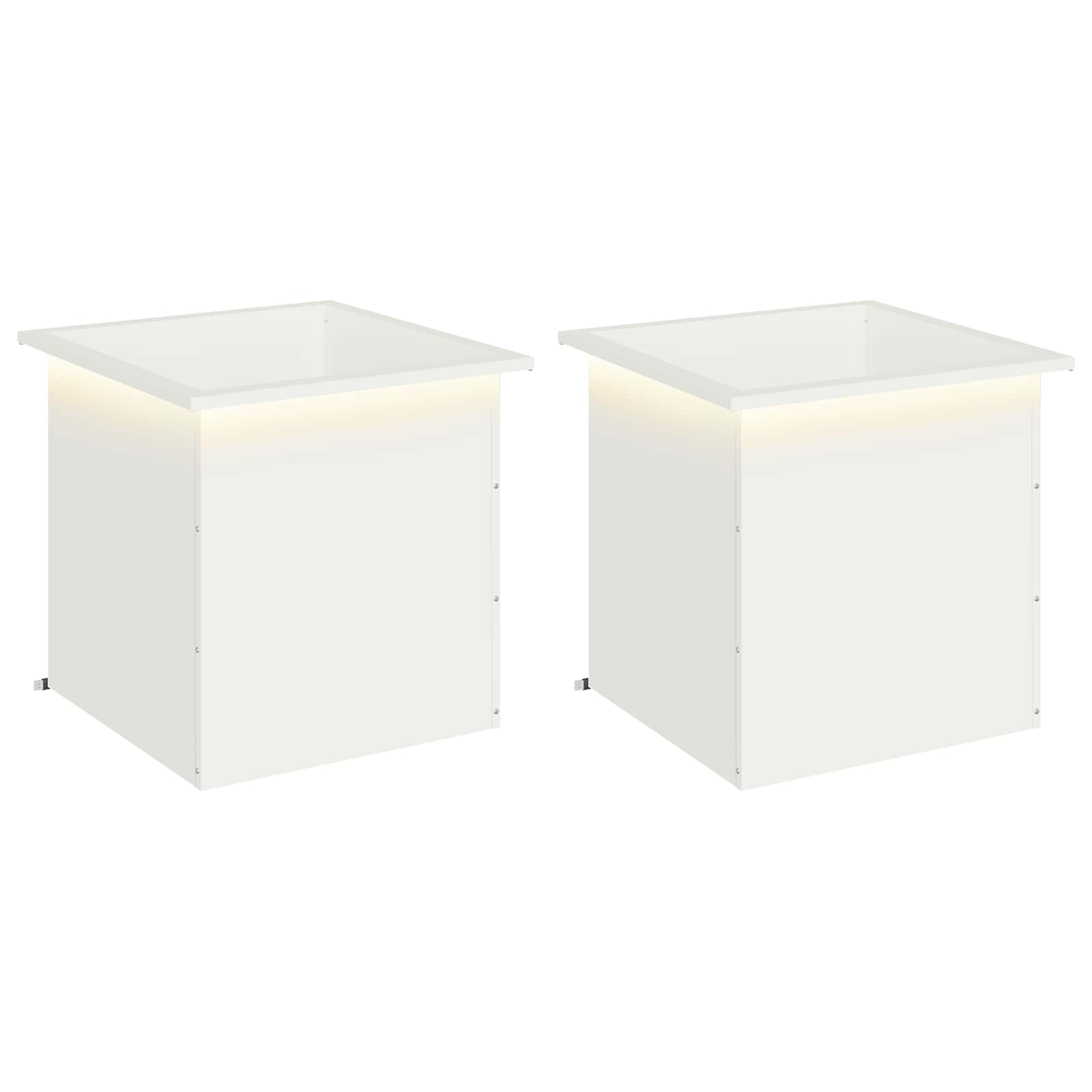 vidaXL Záhradný kvetináč s LED 2 ks Biela 50 x 50 x 48 cm Oceľ
