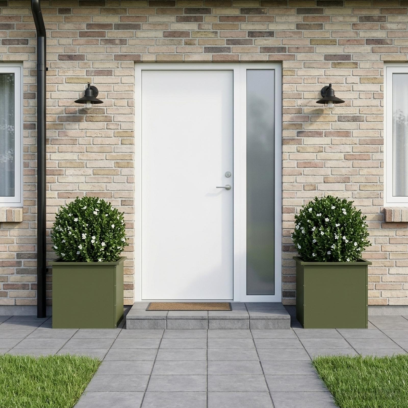 vidaXL Plantekasse med LED 2 stk. Olivengrøn 50 × 50 × 48 cm Stål