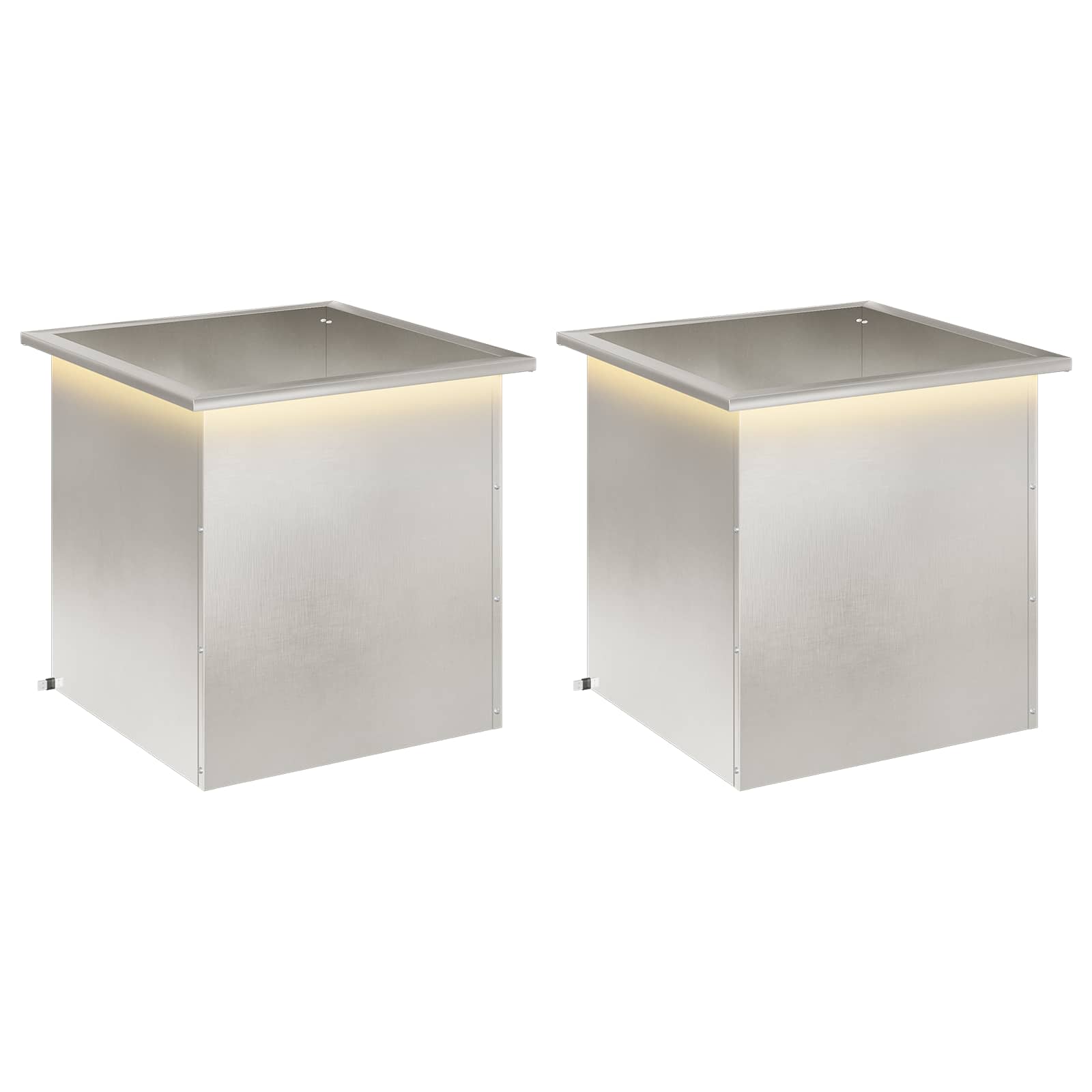 vidaXL Záhradný kvetináč s LED 2 ks Strieborná 50 x 50 x 48 cm