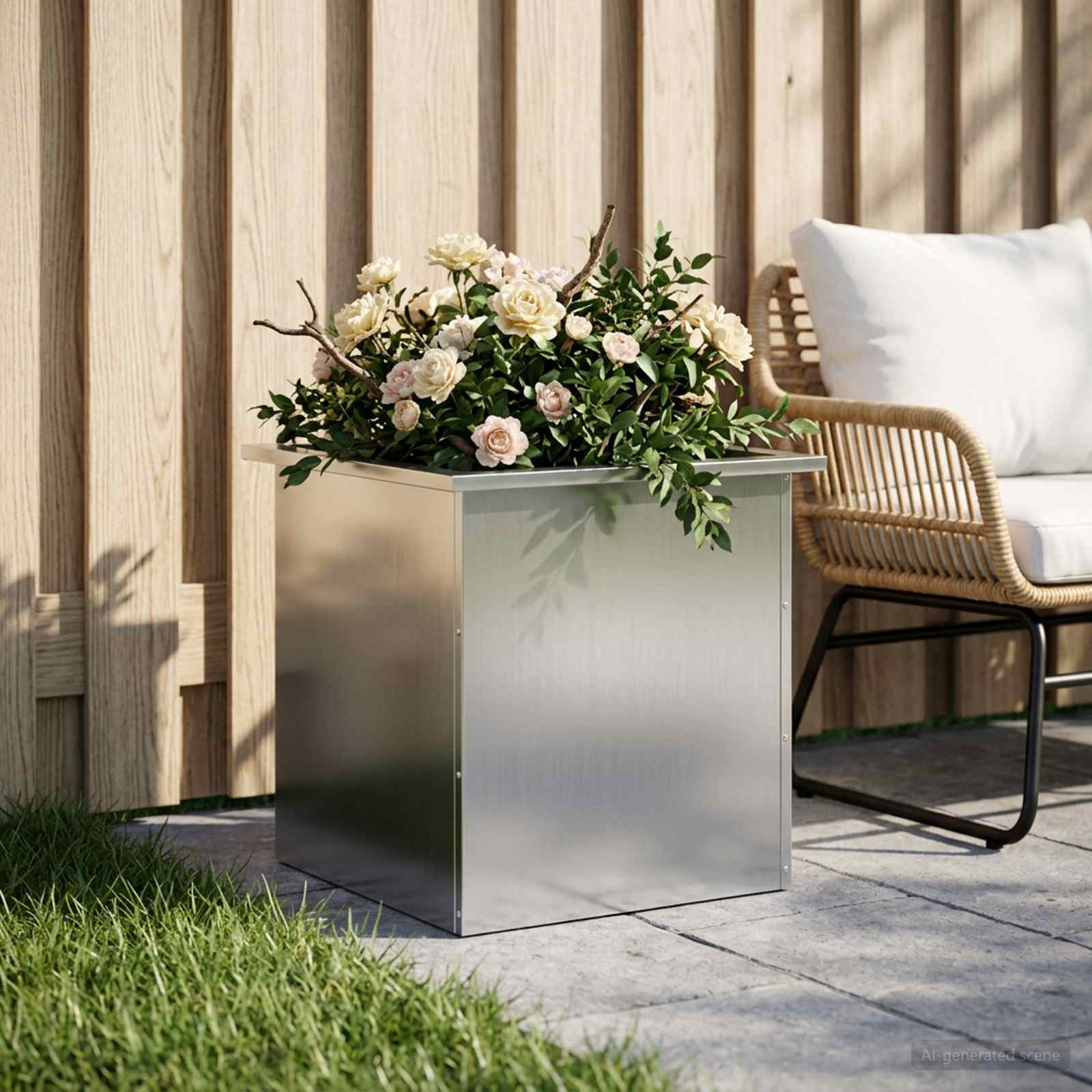 vidaXL Plantekasse med LED Sølv 50 × 50 × 48 cm Galvaniseret stål