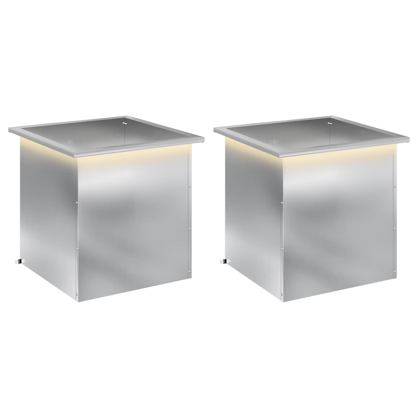 vidaXL Záhradný kvetináč s LED 2 ks Strieborná 50 x 50 x 48 cm