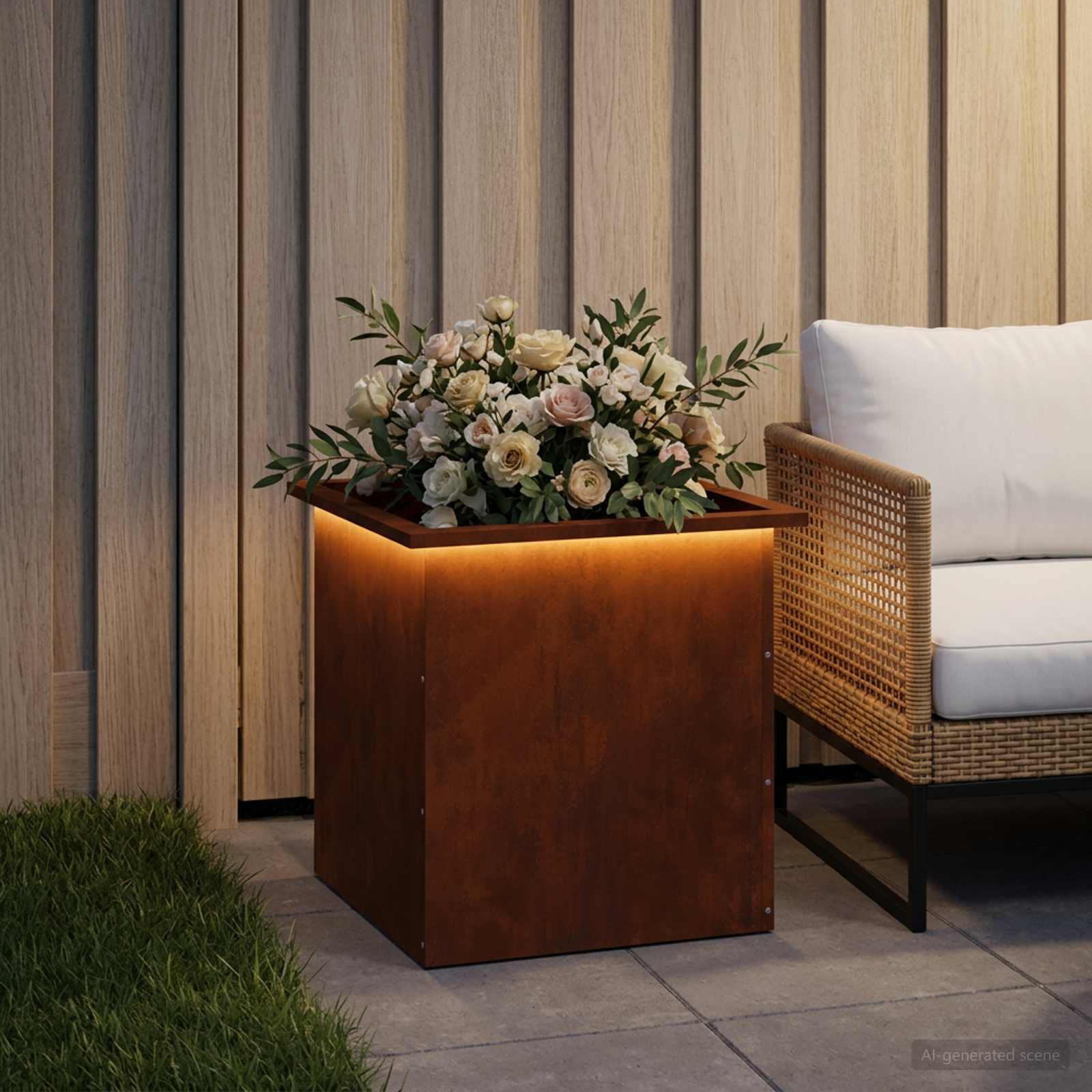 vidaXL Plantekasse med LED Rusten 50 × 50 × 48 cm Cortenstål