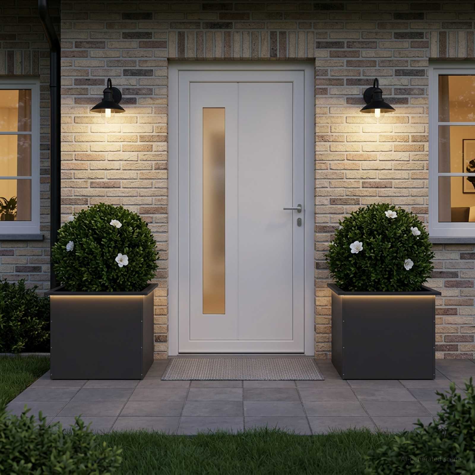 vidaXL Plantekasse med LED 2 stk. Sort 50 x 60 x 48 cm Stål
