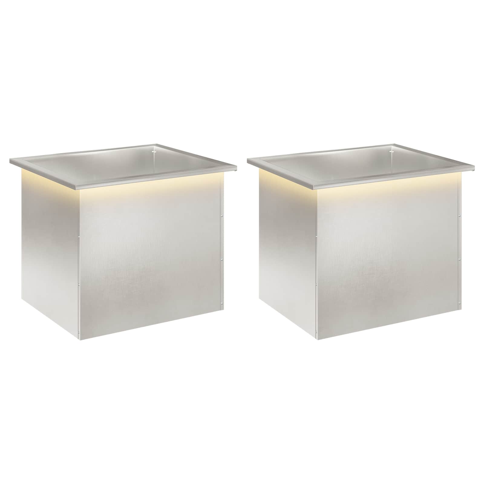 vidaXL Záhradný kvetináč s LED 2 ks Strieborná 50 x 60 x 48 cm