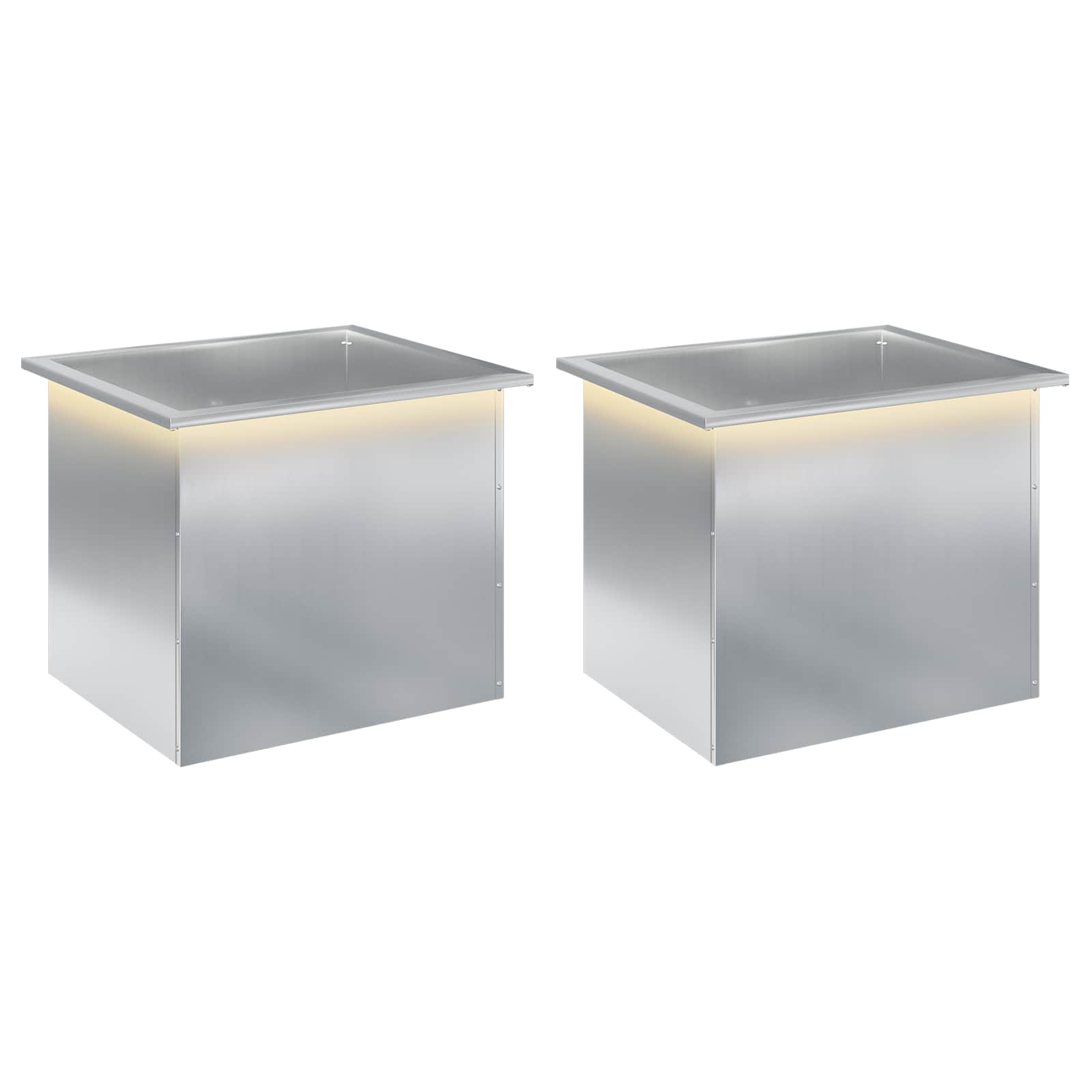 vidaXL Záhradný kvetináč s LED 2 ks Strieborná 50 x 60 x 48 cm