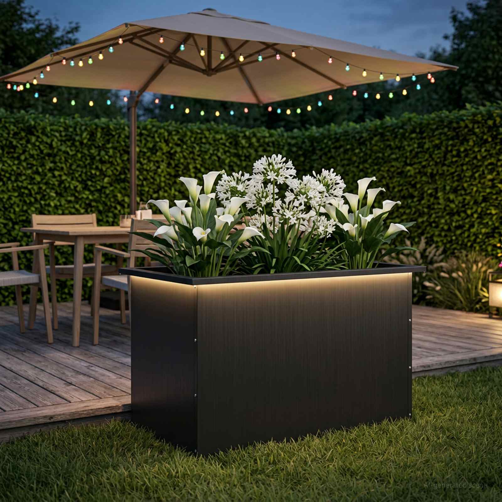 vidaXL Plantekasse med LED Sort 50 x 80 x 48 cm Stål