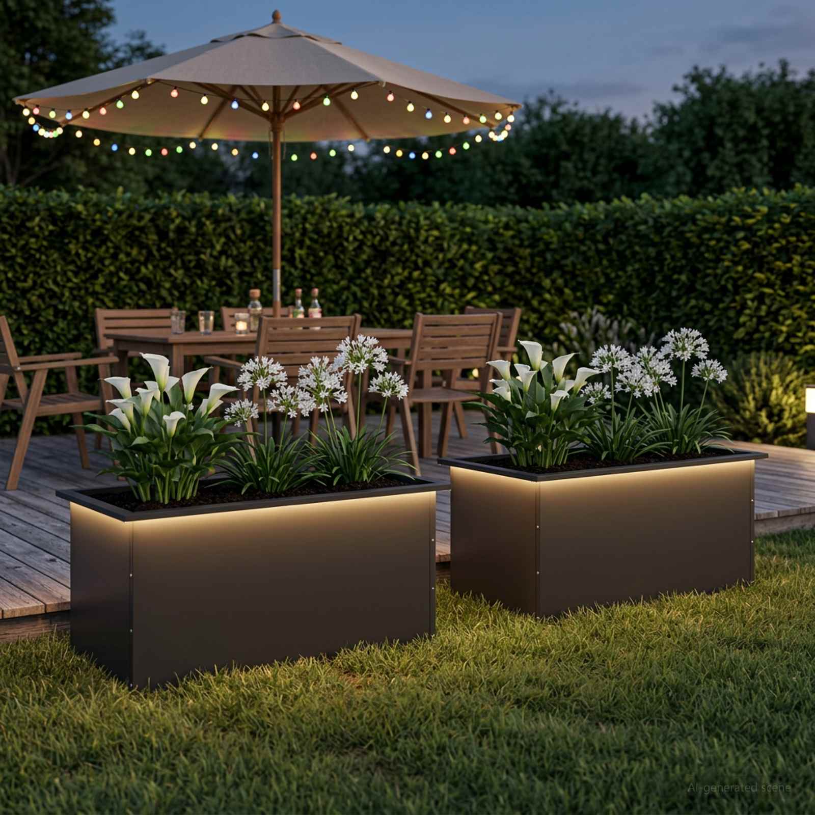 vidaXL Plantekasse med LED 2 stk. Sort 50 x 80 x 48 cm Stål