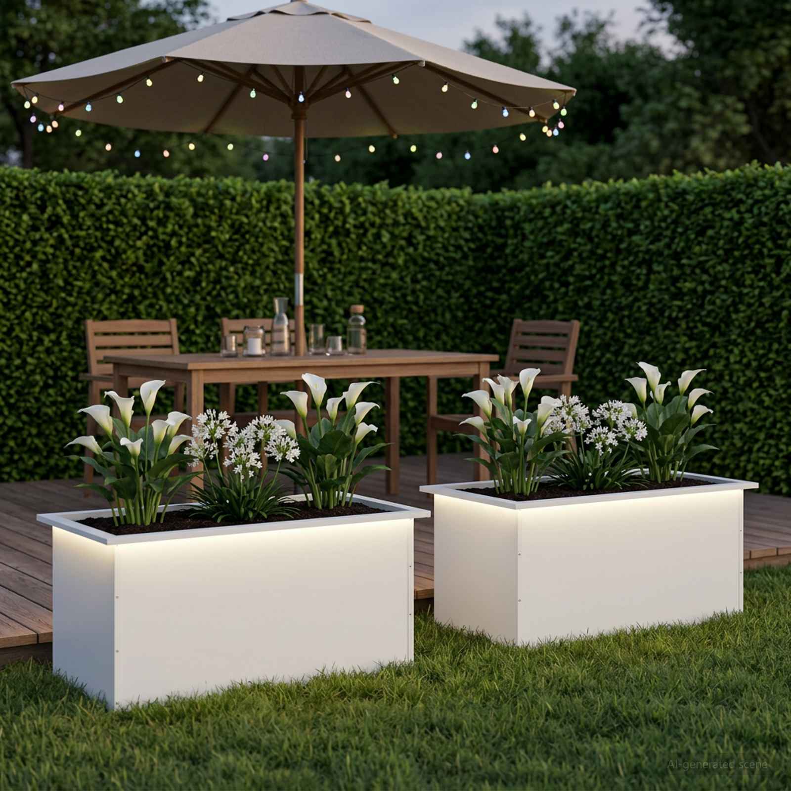 vidaXL Plantekasse med LED 2 stk. Hvid 50 × 80 × 48 cm Stål
