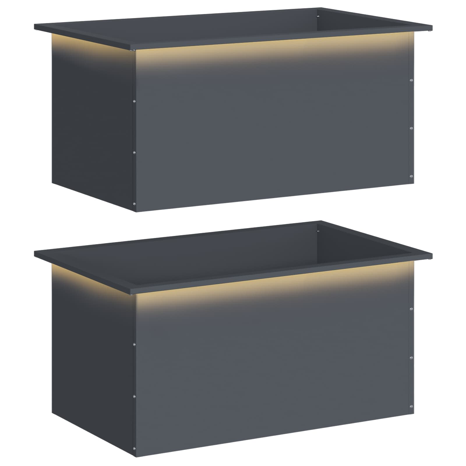 vidaXL Záhradný kvetináč s LED 2 ks Antracit 50 x 80 x 48 cm Oceľ