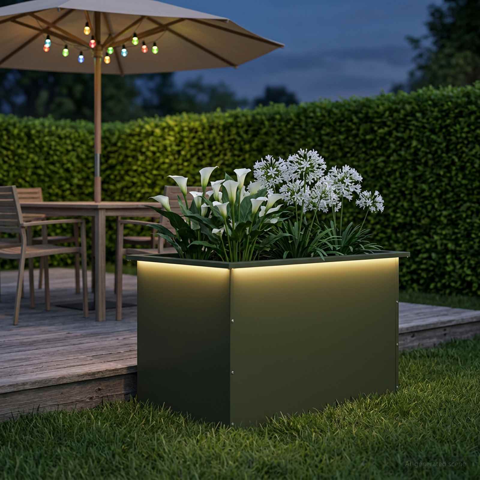 vidaXL Plantekasse med LED Olivengrøn 50 × 80 × 48 cm Stål