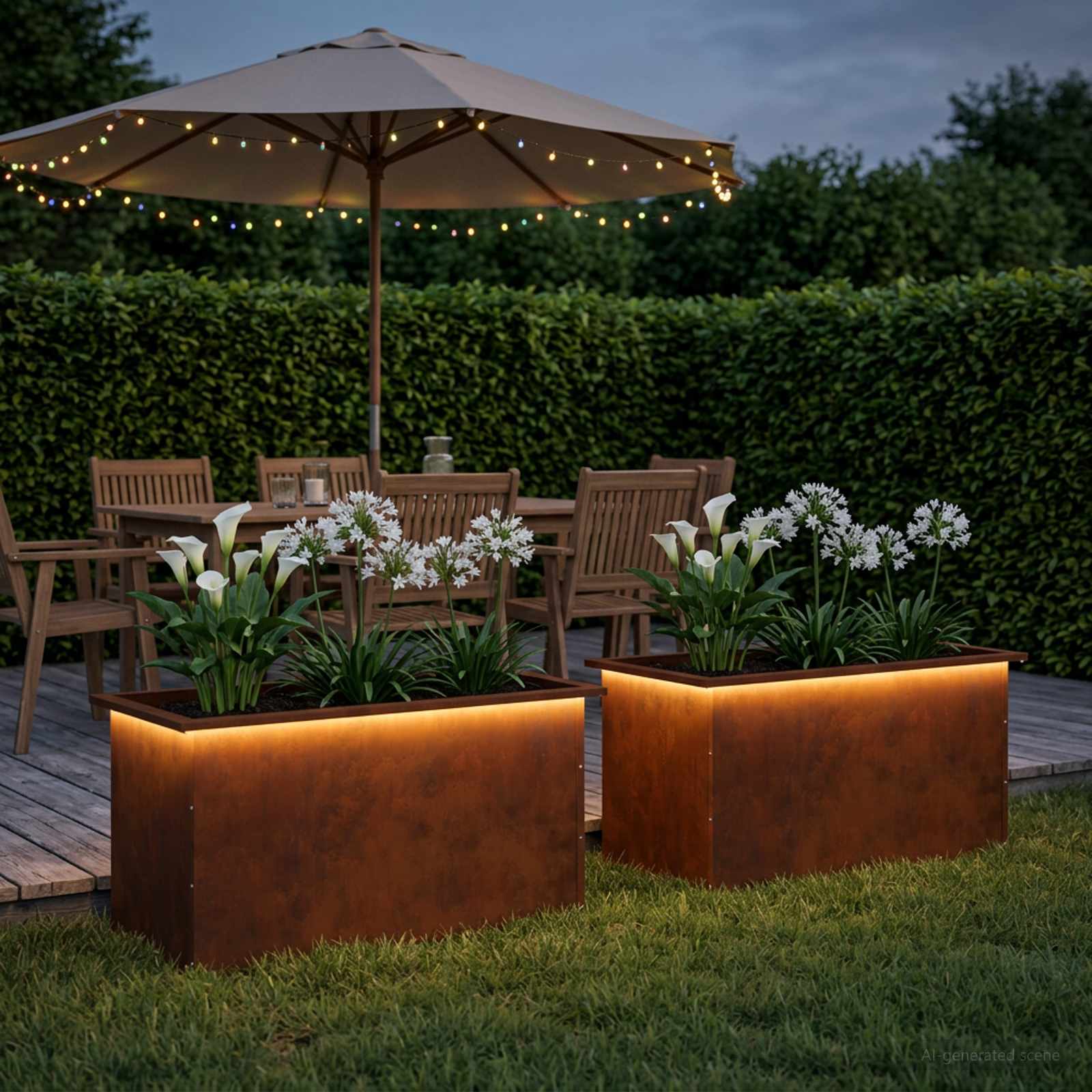 vidaXL Plantekasse med LED 2 stk. Rusten 50 × 80 × 48 cm Cortenstål