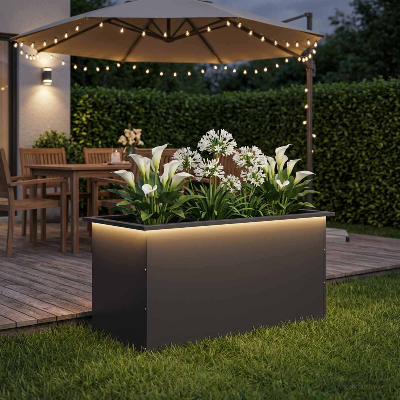 vidaXL Plantekasse med LED Sort 50 x 100 x 48 cm Stål