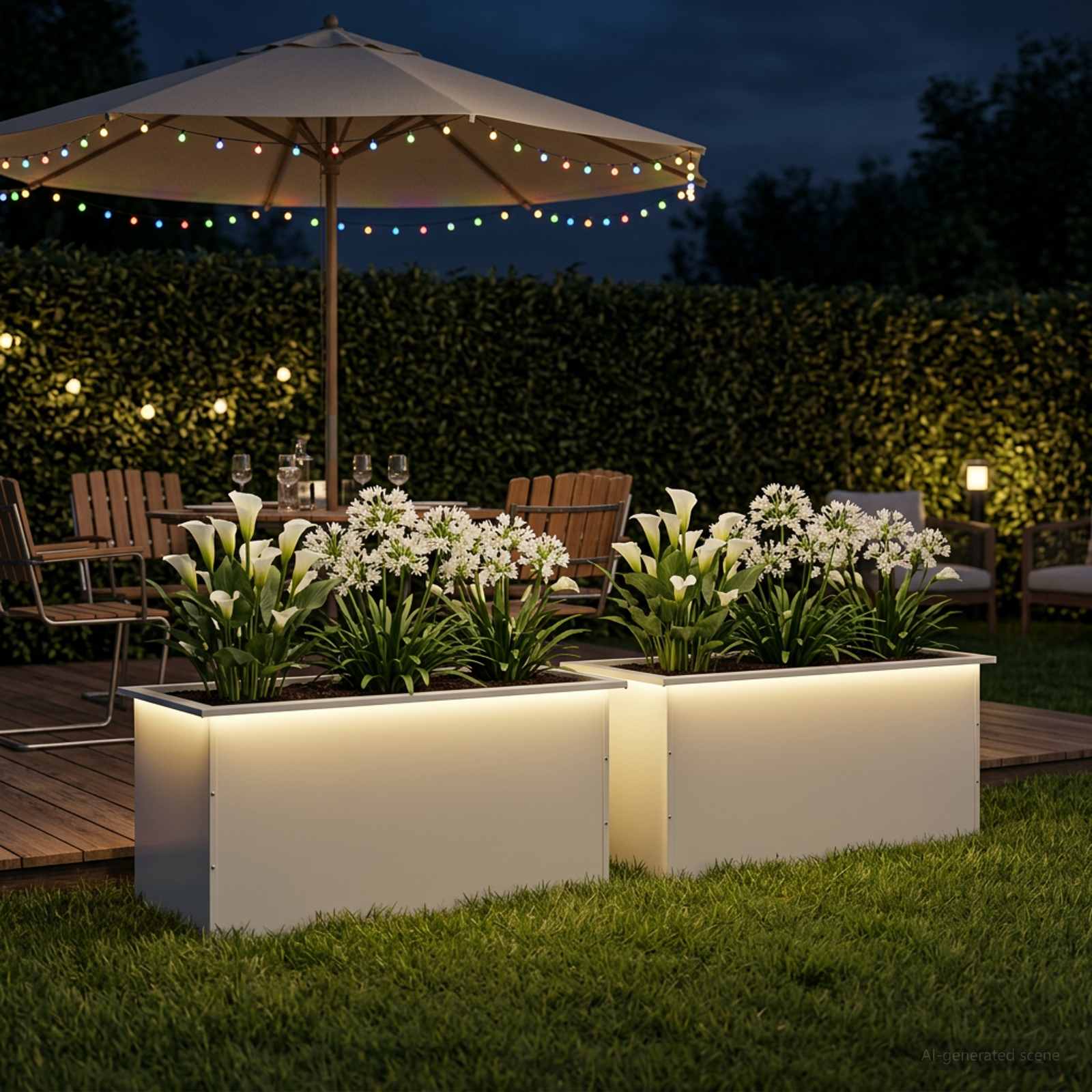 vidaXL Plantekasse med LED 2 stk. Hvid 50 × 100 × 48 cm Stål