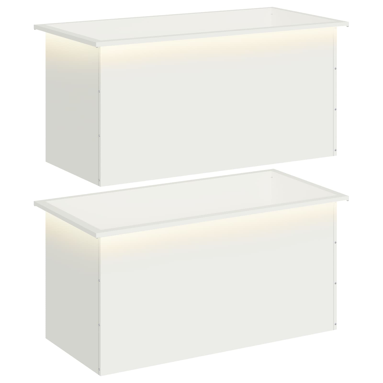 vidaXL Záhradný kvetináč s LED 2 ks Biela 50 x 100 x 48 cm Oceľ
