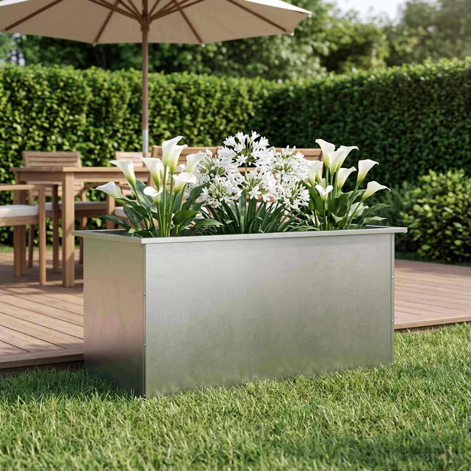 vidaXL Plantekasse med LED Sølv 50 × 100 × 48 cm Rustfrit stål