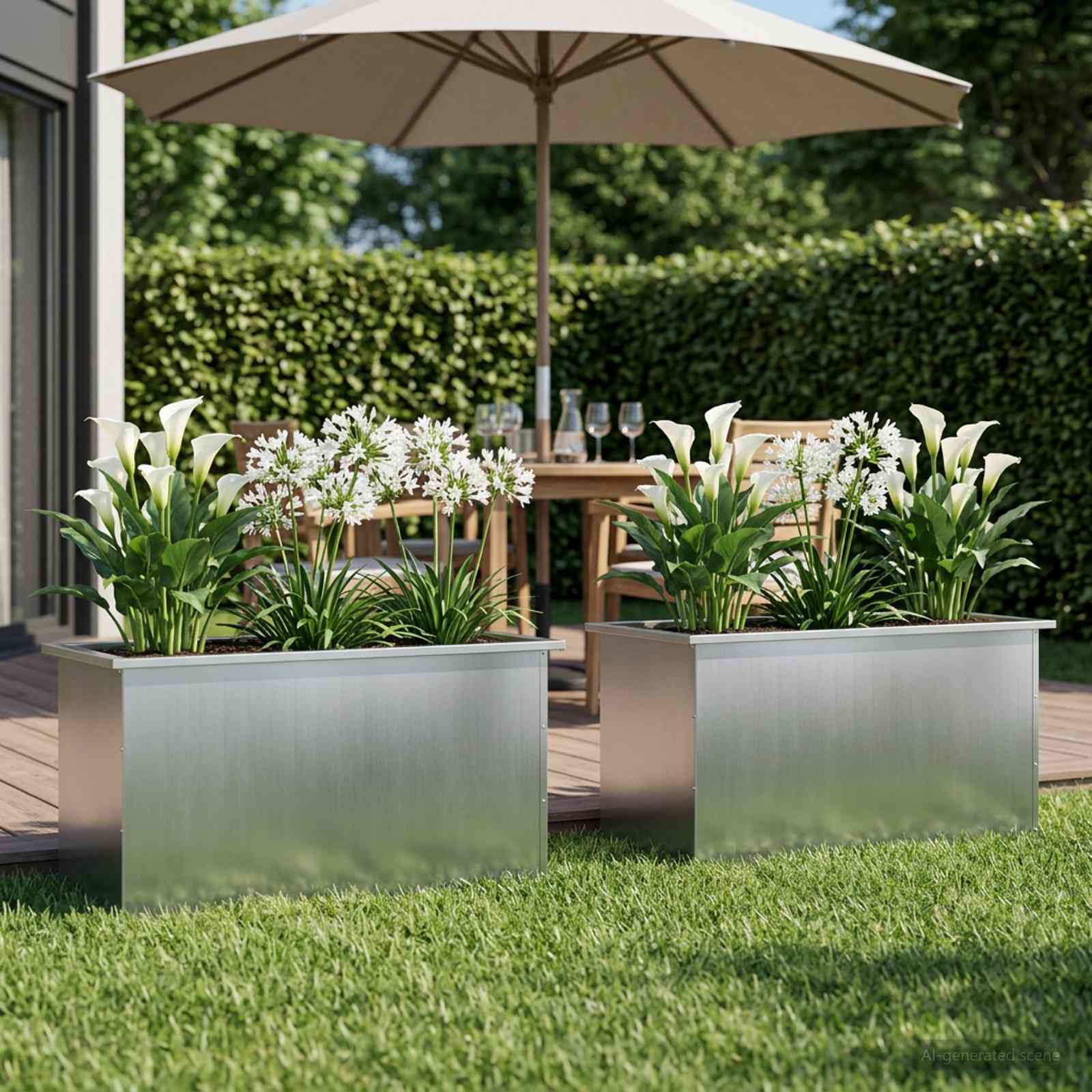 vidaXL Puutarhan istutuslaatikko LED-valolla 2 kpl Hopea
