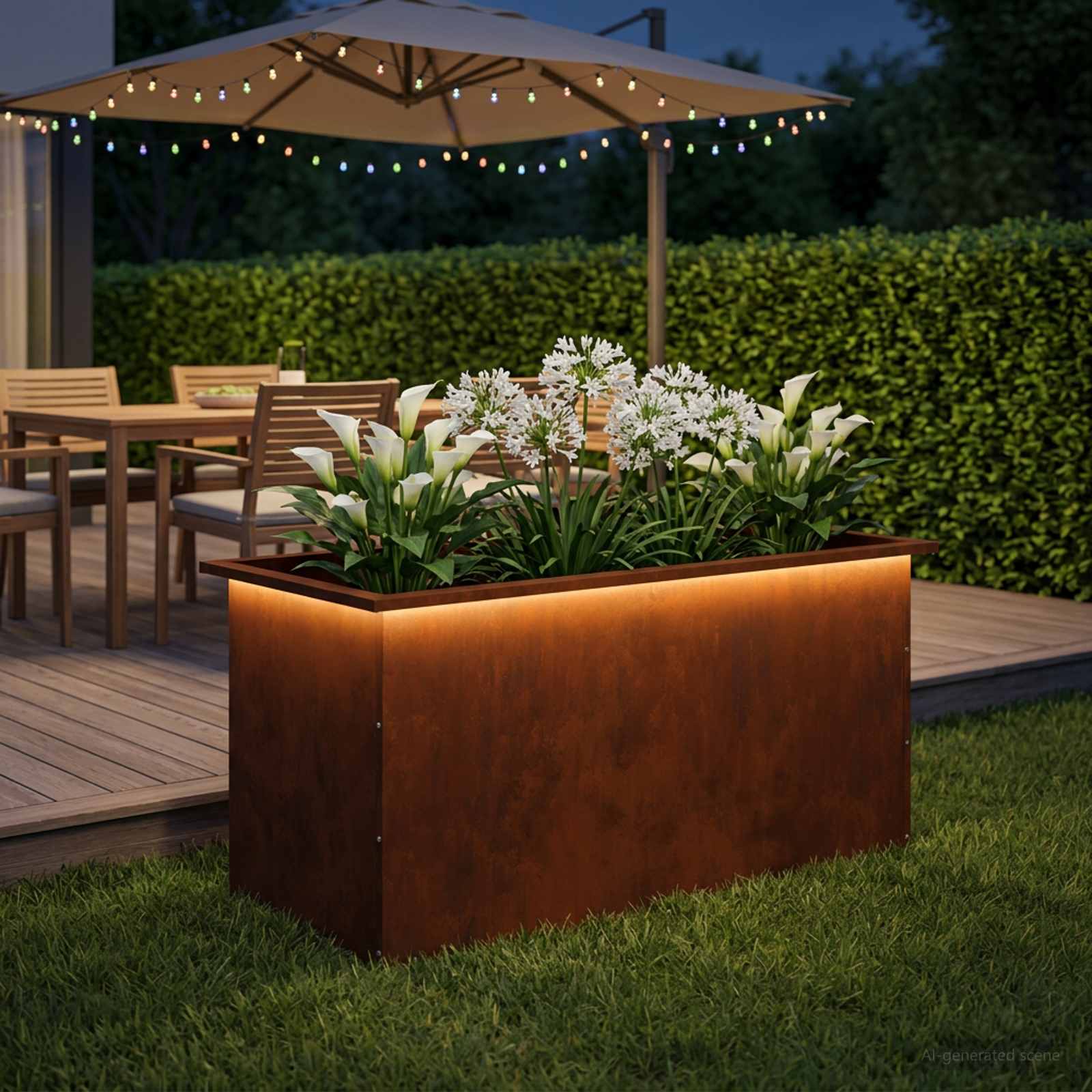 vidaXL Plantekasse med LED Rusten 50 x 100 x 48 cm Cortenstål