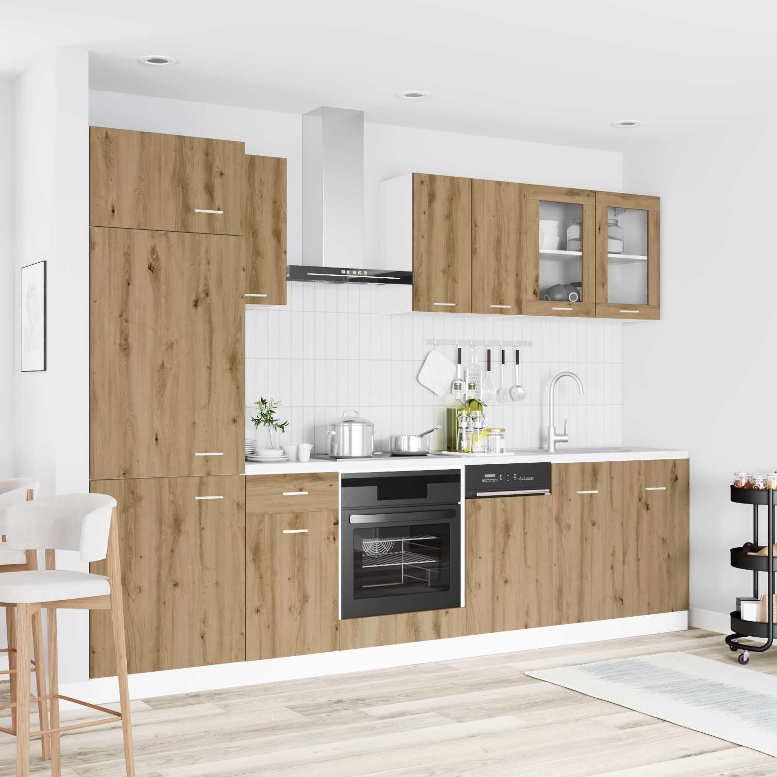 vidaXL Unitate de bucătărie Lyon 8 pcs Stejar Artizanal Lemn prelucrat