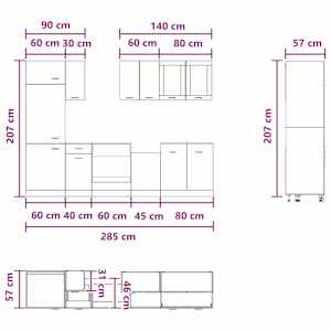 Kuchyňská jednotka Lyon 8 pcs Betonově šedá Kompozitní dřevo - obrázek 7