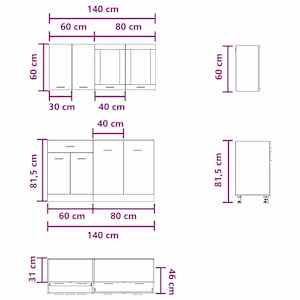 Kuchyňská jednotka Lyon 4 pcs Betonově šedá Kompozitní dřevo - obrázek 7