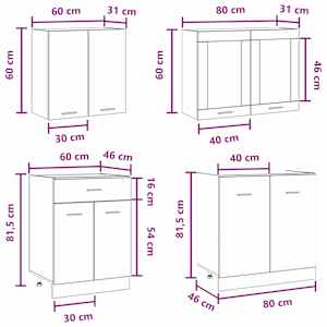 Kuchyňská jednotka Lyon 4 pcs Betonově šedá Kompozitní dřevo - obrázek 8