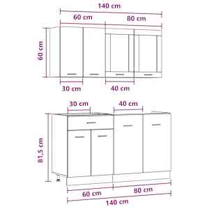 Kuchyňská jednotka Lyon 4 pcs Betonově šedá Kompozitní dřevo - obrázek 9