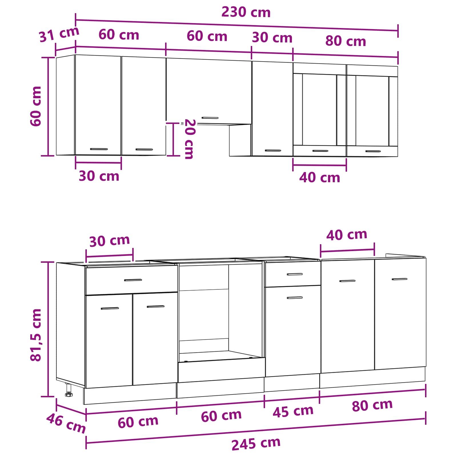 Keittiö Yksikkö Lyon 8 pcs Tekninen puu - Image 9