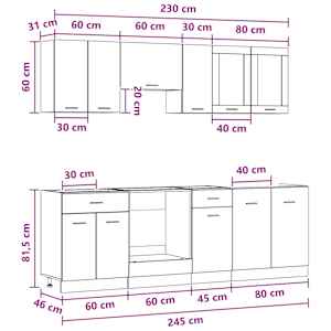 Kuchyňská jednotka Lyon 8 pcs kompozitní dřevo - obrázek 9