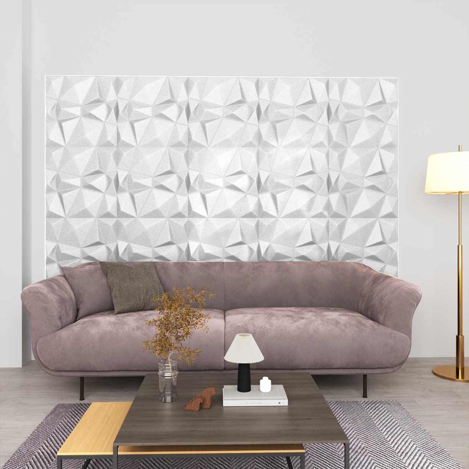 vidaXL Panouri de perete 12 pcs Alb Diamond 50 x 50 cm Spumă XPS