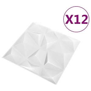 Nástěnné panely 12 pcs Diamantová bílá 50 x 50 cm XPS pěna - obrázek 3