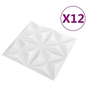 Nástěnné panely 12 pcs Origami bílá 50 x 50 cm XPS pěna - obrázek 3